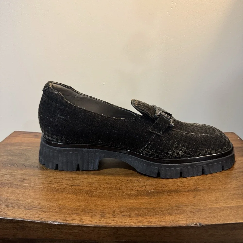 Softwaves Women's Size 40 / 9.5 Varena Velvet Loafer Chunky Houndstooth Platform
